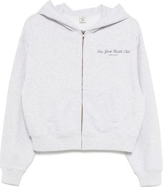 Sporty & Rich Felpa in cotone con cappuccio e stampa - Grigio