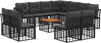 vidaXL Conjunto De Sof&aacute;s De Exterior 12 Uds. Negro Y Gris Oscuro Vidaxl