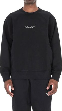 Maison Kitsun&eacute; Zwarte Logotrui - Heren - Sweatshirts - Zwart - M - Katoen - Hoodies & sweatvesten
