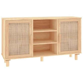 Berkfield Home Sideboard Brown 105x30x60 cm Solid Wood Pine & Natural Rattan | Size: 105 x 30 x 60 cm