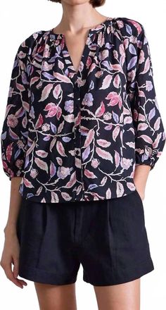 Apiece Apart Mitte V-Neck Top In Garden Floral