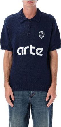 Arte Navy Gebreide Voetbal Polo Sweater Aw 25 - Heren - Polos - Blauw - L - Katoen - Tops