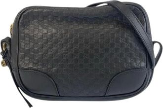 Gucci Pre-owned Cross Body Bags, female, Black, Size: ONE SIZE Pre-owned Leather Microguccissima Interlocking Shoulder Bag