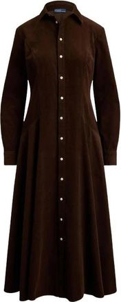 Ralph Lauren Tyler Corduroy Shirt Midi Dress - Dames - Shirt Kleedjes - Bruin - XS - Katoen - Kleedjes