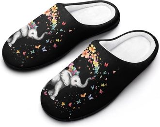 Generic Butterfly Elephant Womens Slippers Warm House Slippers Indoor House Shoes with Anti-Skid Rubber Sole