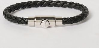 Ferragamo Bracciale Ferragamo in ottone e pelle intrecciata