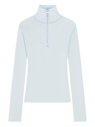Courr&egrave;ges zipped mock-neck sweater - women - Merino - M - Blue