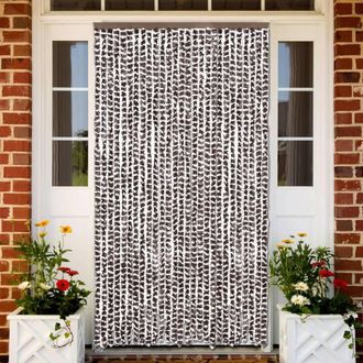vidaXL Cortina Antimoscas Chenilla Marr&oacute;n Y Blanco 118x220 Cm Vidaxl