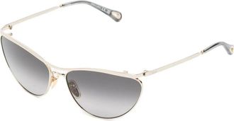 Chlo&eacute; Accessoires, Dames, Grijs, ONE Size, Nylon, Cat-Eye Zonnebril met Metal Frame