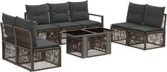 vidaXL Conjunto De Sof&aacute;s De Jard&iacute;n 8 Uds. Gris Y Gris Oscuro Vidaxl