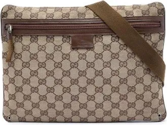 Gucci Vintage, unisex, Beige, ONE Size, Leer, Pre-owned Canvas Crossbody Bag