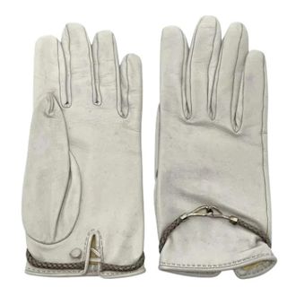 Herm&egrave;s Pre-owned Handschoenen - Dames - Vintage Accessoires - Grijs - ONE Size - Leer - Vintage