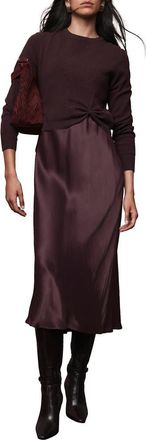 Mint Velvet Sweater Layered Slip Dress in Burgundy at Nordstrom, Size X-Large