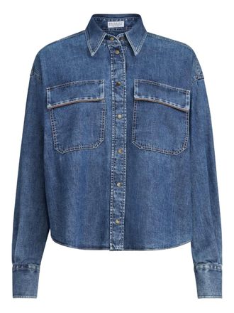 Brunello Cucinelli Shirtjack met klepzakken - Blauw
