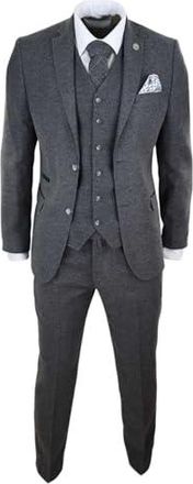 Costume Homme 3 Pièces En Tweed Laine Mélangée - Style Vintage Gentleman Britannique - Couleur Marron Clair