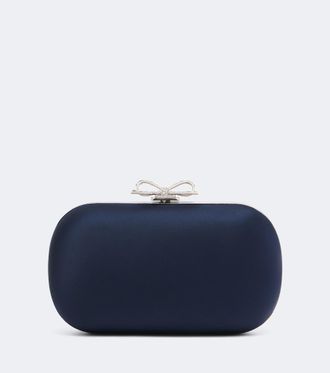 Self Portrait Crystal-embellished satin clutch