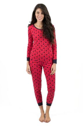 Leveret Womens Cotton Matching Family Pajamas, Wild Canvas Prints in Hearts Navy at Nordstrom, Size X-Large