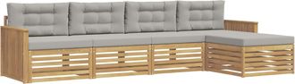 vidaXL Conjunto De Sof&aacute;s De Exterior 5 Uds. Blanco Y Gris Claro Vidaxl