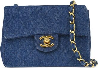 Chanel 1990 mini Classic Square Flap shoulder bag - women - Denim - One Size - Blue