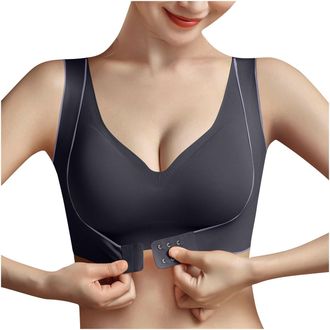 Generic Front Closure Bra for Women Push-Up Full Cup Large Breasts Ladies High Impact Sports Bra Full Coverage Lift Up Bralettes Wide Strap Shapewear
