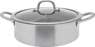 OEM Juego De Fondue China, Acero Inoxidable, Tapa De Vidrio Templado, Plata