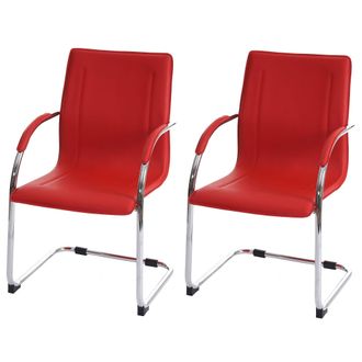 Hhg [nunca Usado] Lote De 2 Sillas De Comedor Samara, Silla Basculante De Cocina Silla Reclinable, Acero, Rojo