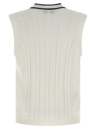 Brunello Cucinelli Mens White Cotton Sleeveles Sweater Clothing