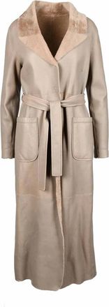 MySkin Beige Leather Coat with Tailored Design