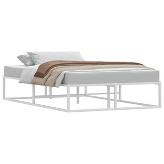 Berkfield Home Elegant Bed Frame without Mattress White 120x200 cm Metal | Size: Small Double