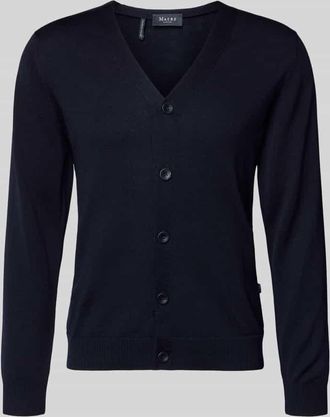 Maerz MAERZ Muenchen Cardigan aus Schurwolle mit V-Ausschnitt in Marine, Gr&ouml;&szlig;e 48