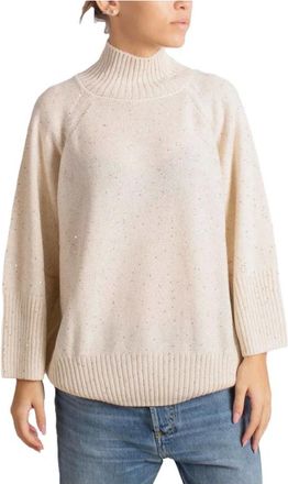 Paolo Fiorillo Truien & Vesten, Dames, Beige, S, Leer, Turtleneck