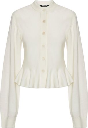 Rotate Merino Wool-Cashmere Sculptured Peplum Cardigan