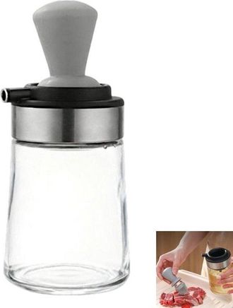 OEM Botella De Aceite, Tipo B&aacute;scula, Cepillo De Silicona, Cepillo Y Vertido Integrados, Restaurante, Barbacoa, Reposter&iacute;a, Negro, 8818 Cm, 350 Ml