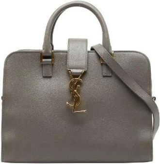 Saint Laurent Pre-owned Handbags, female, Gray, Size: ONE SIZE Pre-owned Baby Cabas Leather 2way Bag