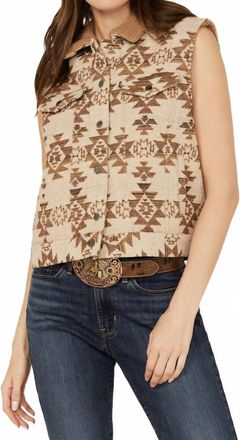 Hooey Womens Aztec Sherpa Vest In Cream/tan