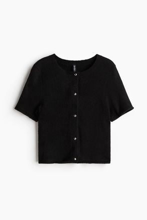 H&M Feinstrick-Cardigan mit Kurzarm - Schwarz