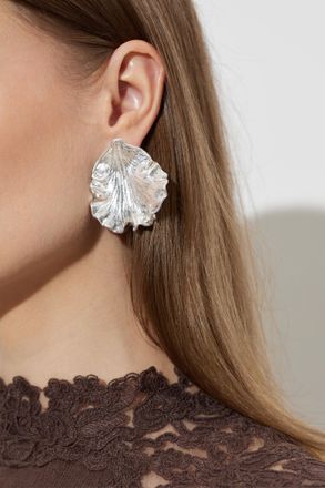 Cult Gaia Irisi Leaf Earrings, Womens, Silver