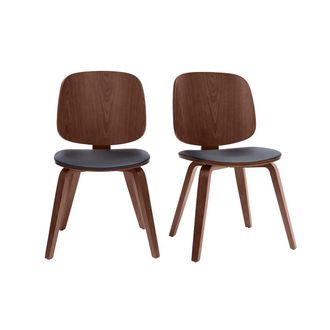 Miliboo Set De 2 Sillas De Madera Oscura Y Negra Beck