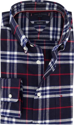 Tommy Hilfiger overhemd donkerblauw geruit regular fit