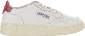 Autry Low-Top Leather Sneakers with Contrast Heel Tab and Logo Details