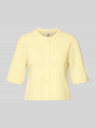 Pieces Boxy Fit Strickjacke aus Rippstrick Modell SILLY in Hellgelb, Gr&ouml;&szlig;e XL