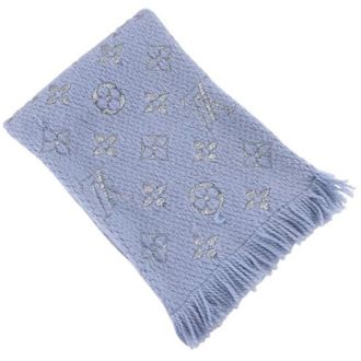 Louis Vuitton Pre-owned Scarves, female, Blue, Size: ONE SIZE Pre-owned Echarpe Logomania Shine Wool Scarf