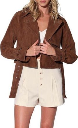 Walter Baker Rexa Suede Short Trench Jacket in Chestnut Suede at Nordstrom Rack, Size X-Large
