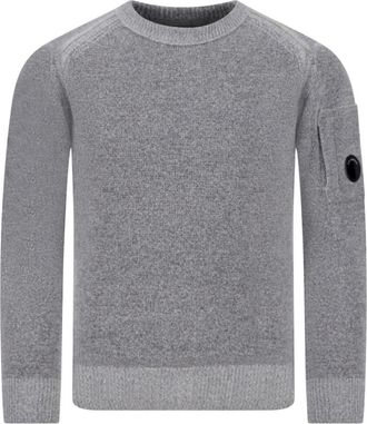 C.P. Company Gebreide trui met ronde hals van fleece gebreid - Heren - Ronde hals truien - Grijs - M - Wol - Truien & Vesten