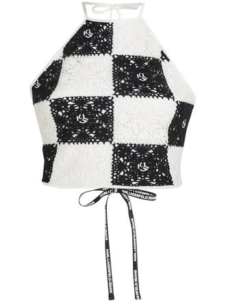 Karl Lagerfeld halterneck crochet top - White