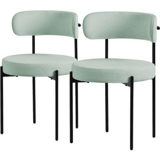 ML Design Set di 2 Sedie per Sala da Pranzo Sedia da Cucina in Tessuto Teddy Verde Poltroncina da Soggiorno con Schienale Poltrona Imbottite con Gambe in