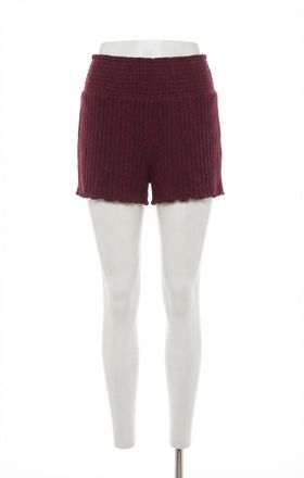 Z Supply Dawn Smocked Rib Shorts In Merlot