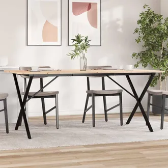 vidaXL Vidaxl - Mesa De Comedor Marco X Madera Maciza Pino Y Acero 180x90x75cm