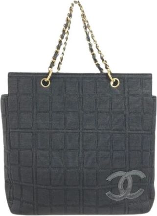 Chanel Pre-owned Chocolate Bar Shoulder Tote Bag - Dames - Vintage Shopper - Zwart - ONE Size - Katoen - Vintage