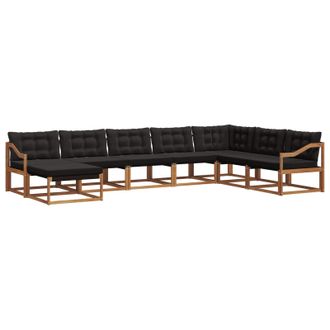 vidaXL Conjunto De Sof&aacute;s De Exterior Con Coj&iacute;n 8 Pcs Natural Y Negro Vidaxl